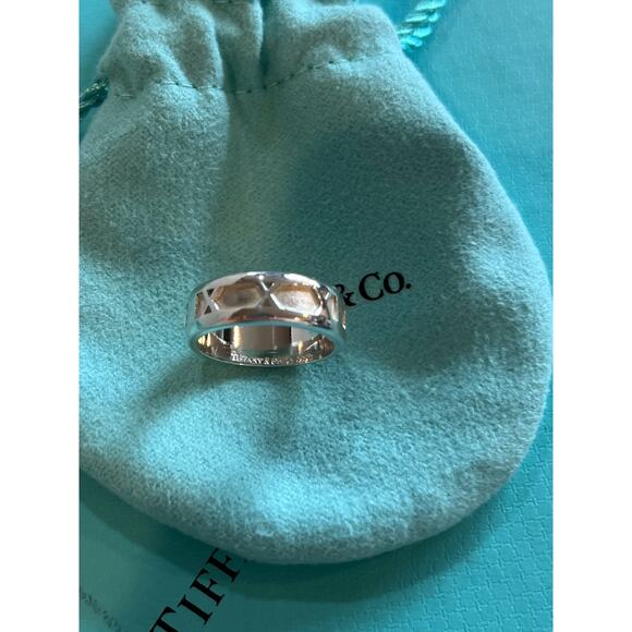 TIFFANY & CO. Atlas 1995 Roman Number 925 Ring Thick Band Authentic US Size 5.75 - Picture 7 of 8